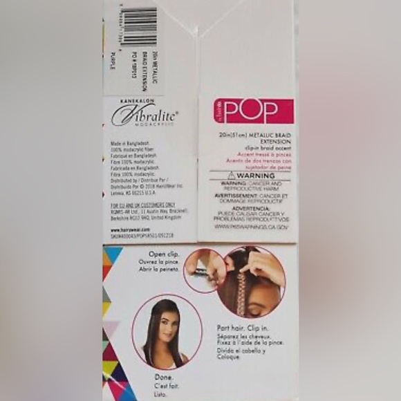 Pop by Hairdo‎ 20” Purple Hair Extension Metallic Clip In Braid Extension Gift - Picture 9 of 12